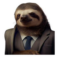 Portrait of a sloth dressed in a formal business suit png