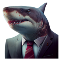 Portrait of a shark dressed in a formal business suit png