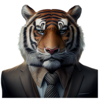 Portrait of a Tiger dressed in a formal business suit png