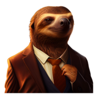 Portrait of a sloth dressed in a formal business suit png