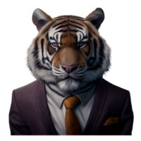porträtt av en tiger klädd i en formell företag kostym png