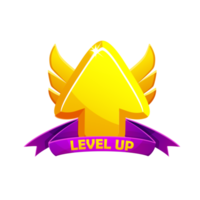 Level up icon with arrow and award ribbon. Level Up Sign Symbol for Game png