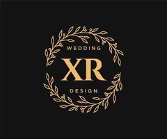 XR Initials letter Wedding monogram logos collection, hand drawn modern minimalistic and floral templates for Invitation cards, Save the Date, elegant identity for restaurant, boutique, cafe in vector