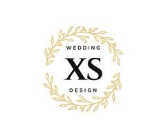 XS Initials letter Wedding monogram logos collection, hand drawn modern minimalistic and floral templates for Invitation cards, Save the Date, elegant identity for restaurant, boutique, cafe in vector