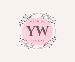 YW Initials letter Wedding monogram logos template, hand drawn modern minimalistic and floral templates for Invitation cards, Save the Date, elegant identity. vector