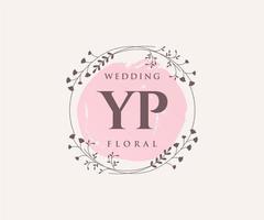 plantilla de logotipos de monograma de boda con letras iniciales de yp, plantillas florales y minimalistas modernas dibujadas a mano para tarjetas de invitación, guardar la fecha, identidad elegante. vector