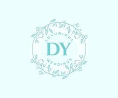 DY Initials letter Wedding monogram logos template, hand drawn modern minimalistic and floral templates for Invitation cards, Save the Date, elegant identity. vector