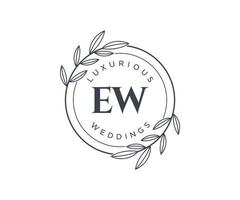 EW Initials letter Wedding monogram logos template, hand drawn modern minimalistic and floral templates for Invitation cards, Save the Date, elegant identity. vector