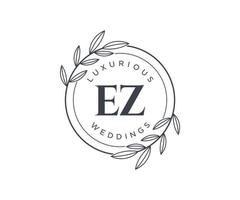 EZ Initials letter Wedding monogram logos template, hand drawn modern minimalistic and floral templates for Invitation cards, Save the Date, elegant identity. vector