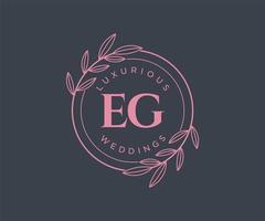 EG Initials letter Wedding monogram logos template, hand drawn modern minimalistic and floral templates for Invitation cards, Save the Date, elegant identity. vector