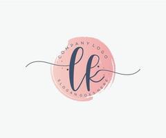 Initial LK feminine logo. Usable for Nature, Salon, Spa, Cosmetic and Beauty Logos. Flat Vector Logo Design Template Element.