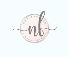 logotipo femenino inicial nf. utilizable para logotipos de naturaleza, salón, spa, cosmética y belleza. elemento de plantilla de diseño de logotipo de vector plano.