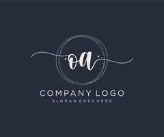 Initial OA feminine logo. Usable for Nature, Salon, Spa, Cosmetic and Beauty Logos. Flat Vector Logo Design Template Element.