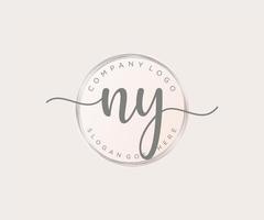 Initial NY feminine logo. Usable for Nature, Salon, Spa, Cosmetic and Beauty Logos. Flat Vector Logo Design Template Element.