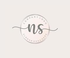 Initial NS feminine logo. Usable for Nature, Salon, Spa, Cosmetic and Beauty Logos. Flat Vector Logo Design Template Element.