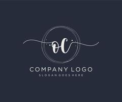 Initial OC feminine logo. Usable for Nature, Salon, Spa, Cosmetic and Beauty Logos. Flat Vector Logo Design Template Element.