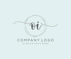 Initial OI feminine logo. Usable for Nature, Salon, Spa, Cosmetic and Beauty Logos. Flat Vector Logo Design Template Element.