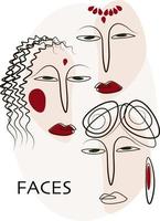 Vector trend image of faces. Linear abstract illustration. Postcard. Template for decoration.