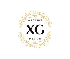 XG Initials letter Wedding monogram logos collection, hand drawn modern minimalistic and floral templates for Invitation cards, Save the Date, elegant identity for restaurant, boutique, cafe in vector