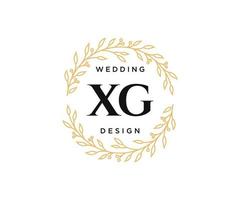 colección de logotipos de monograma de boda con letras iniciales xg, plantillas florales y minimalistas modernas dibujadas a mano para tarjetas de invitación, guardar la fecha, identidad elegante para restaurante, boutique, café en vector