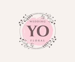 YO Initials letter Wedding monogram logos template, hand drawn modern minimalistic and floral templates for Invitation cards, Save the Date, elegant identity. vector