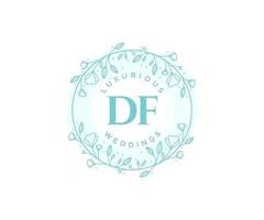 plantilla de logotipos de monograma de boda con letras iniciales df, plantillas florales y minimalistas modernas dibujadas a mano para tarjetas de invitación, guardar la fecha, identidad elegante. vector