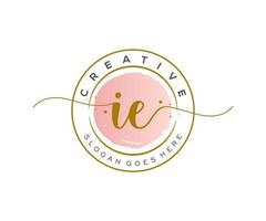 initial IE Feminine logo beauty monogram and elegant logo design, handwriting logo of initial signature, wedding, fashion, floral and botanical with creative template. vector