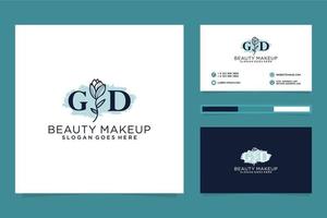 colecciones iniciales de logotipo femenino gd y vector premium de plantilla de tarjeta de visita