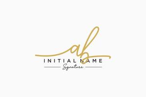 Initial AB signature logo template vector. Hand drawn Calligraphy lettering Vector illustration.