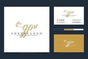 colecciones iniciales de logotipo femenino gp y vector premium de plantilla de tarjeta de visita