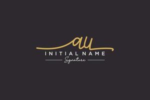 Initial AU signature logo template vector. Hand drawn Calligraphy lettering Vector illustration.