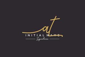 Initial AT signature logo template vector. Hand drawn Calligraphy lettering Vector illustration.