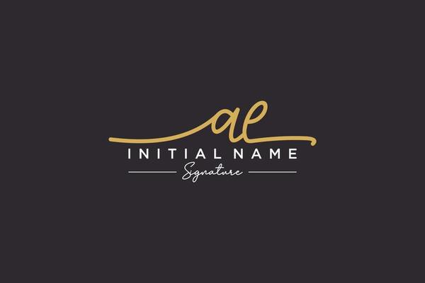 Initial AE signature logo template vector. Hand drawn Calligraphy lettering Vector illustration.