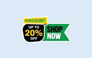 20 Percent SHOP NOW offer, clearance, promotion banner layout with sticker style. vector