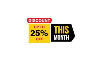 25 Percent THIS MONTH offer, clearance, promotion banner layout with sticker style. vector