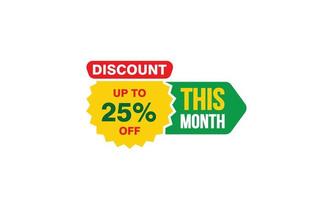 25 Percent THIS MONTH offer, clearance, promotion banner layout with sticker style. vector