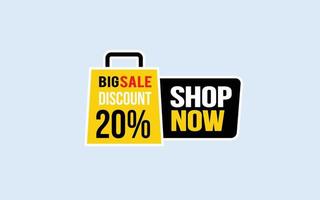 20 Percent SHOP NOW offer, clearance, promotion banner layout with sticker style. vector