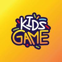 Kids zone cartoon logo Vector illustration. colorful fun lettering children games logo design. joyful youth lettering logo on a colorful background.