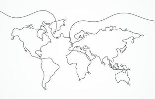 mapa del mundo de arte de un trazo vector