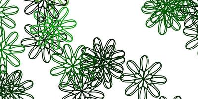 Light Green, Yellow vector doodle background with flowers.