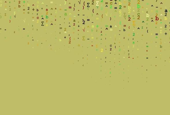 Light Green, Red vector texture with mathematic symbols.