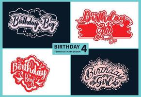 Birthday t shirt and sticker design template set vector