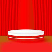 3d minimalist red blank podium display vector