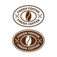 coffee bean brand logo badge label stamp sticker vintage vector