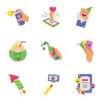 Pack of Birthday Celebrations Flat Stickers vector