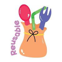 Trendy Reusable Cutlery vector