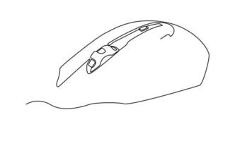 animação de autodesenho de uma única linha desenha um mouse para jogos. conceito de jogo de esportes eletrônicos. ilustração de animação de comprimento total. filmagem 4k de alta qualidade. video