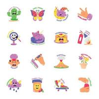 Collection of Cute Flat Stickers vector