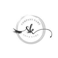 initial SK logo handwriting beauty salon fashion modern luxury monogram vector