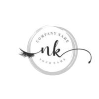 initial NK logo handwriting beauty salon fashion modern luxury monogram vector